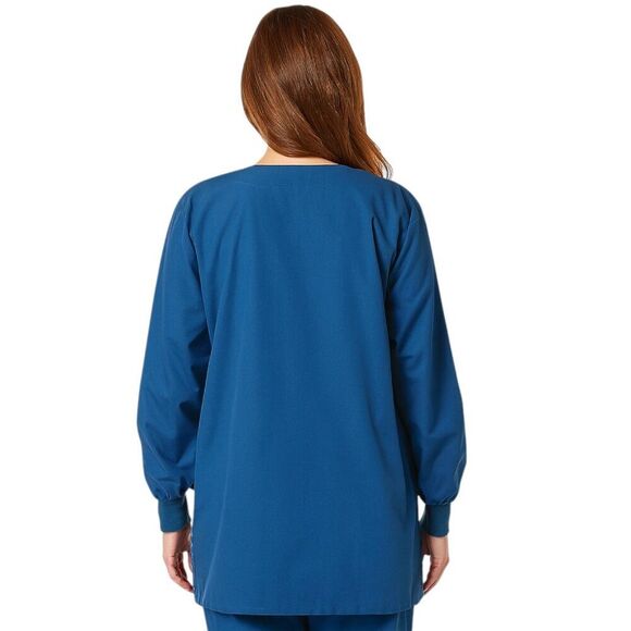 NEW Landau 3XL Blue Medical Scrub Jacket Snap Front Cuffs Pockets 35% Cotton - Picture 2 of 14